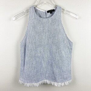 DREW | Anthro Blue & White Tweed Tank Top Fringe